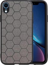 Hexagon Hard Case - Telefoonhoesje - Backcover Hoesje - achterkant hoesje - Geschikt voor iPhone XR - Grijs