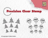 APST027 Nellie Snellen Precision clear stamp - Christmas tree-star - mini stempels kerst kerstboom ster