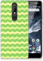 Nokia 5.1 (2018) TPU Hoesje Design Waves Green