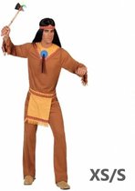 Partychimp - Kostuum - Indiaan - Bruin/blauw - XS/S