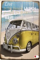 Metalen Decoratie Wandbord - VW - Peace Bus - Volkswagen