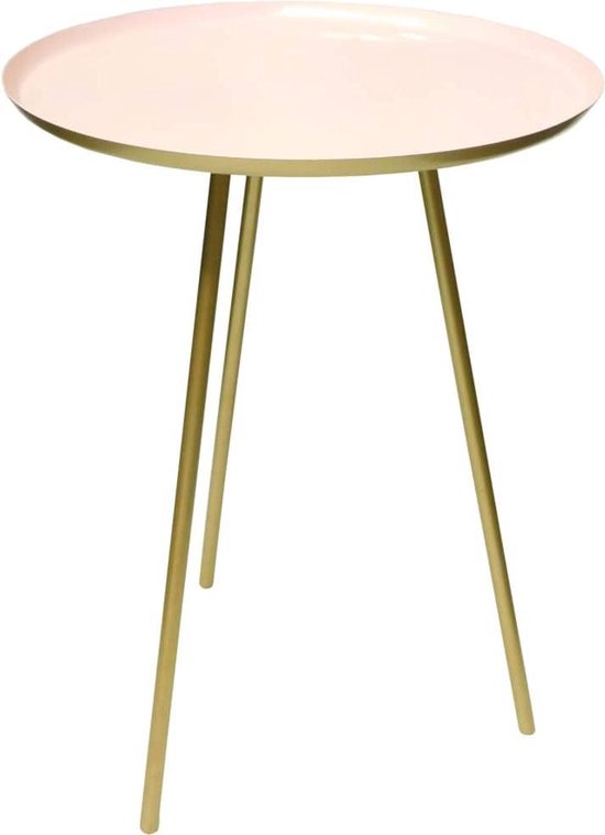 Salontafel bijzettafel tafel rond meisjes roze goud gangtafel haltafel  nachtkast... | bol.com