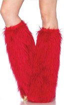 Furry beenwarmers rood - One size - Leg Avenue