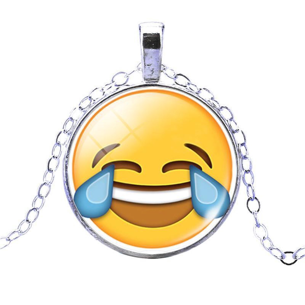 Fako Bijoux® - Ketting - Cabochon - Emoji - Vreugdetranen