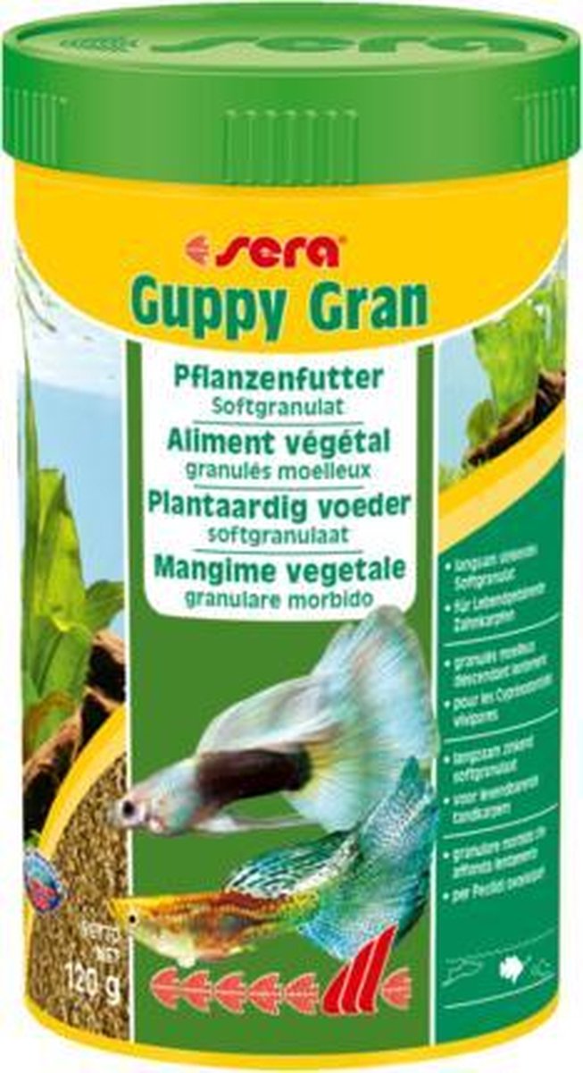 Sera Guppy gran 250 ml langzaam zinkend plantaardig voer