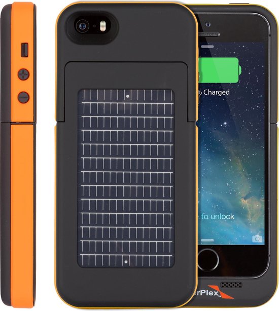 behalve voor Inspecteur bestrating Apple Iphone 5/5 s Solar Battery Case, Black/Orange, 2000mAh Capacity |  bol.com