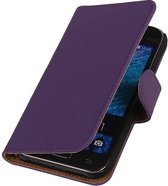 Effen Paars Samsung Galaxy J1 - Book Case Wallet Cover Hoesje