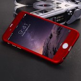 geschikt voor iPhone 8 - 360 Degree Full Coverage afneembaar PC beschermings Cover hoesje met Tempered Glass Film(Rood)