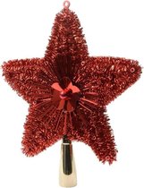 Kerstboom piek glitters rood 23 cm