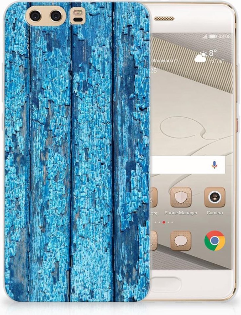 Huawei P10 Plus Bumper Hoesje Wood Blue