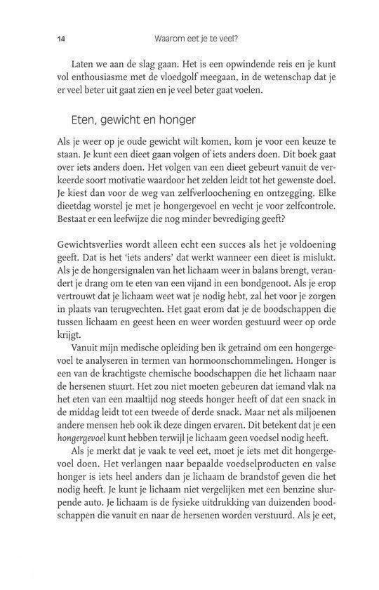 Tekst over eten, gewicht en honger.