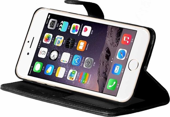iPhone 7 / 8 - Lederen TPU Wallet Case Zwart - Portemonee Hoesje - Book Case - Flip Cover - Klap - 360 beschermend Telefoonhoesje - LIKESEA