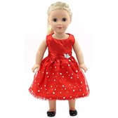 Poppen kleding - Rood jurkje met vlinders en pailletten - Geschikt voor Baby Born en andere poppen 39 tot 45 cm.