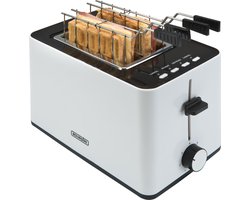 Bourgini Tosti Toaster - Broodrooster met Tostiklemmen - Wit - Extra brede sleuf geschikt voor 2 tosti's - Instelbare bruiningsstand en ontdooifunctie