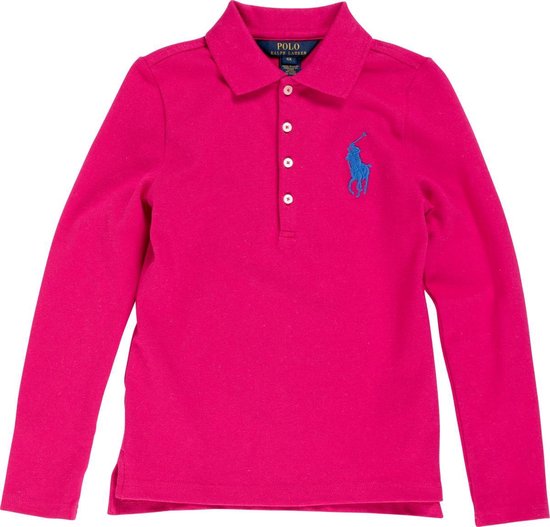 Ralph Lauren Meisjes Poloshirt lange mouw - Roze - Maat 116 | bol.com