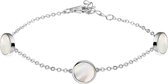 The Jewelry Collection Armband Rond Parelmoer 1,7 mm 17 + 2 cm - Zilver Gerhodineerd