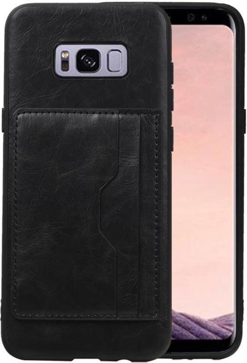 Staand Back Cover met 1 Pasjeshouder Hoesje Geschikt voor Samsung Galaxy S8 Plus Zwart