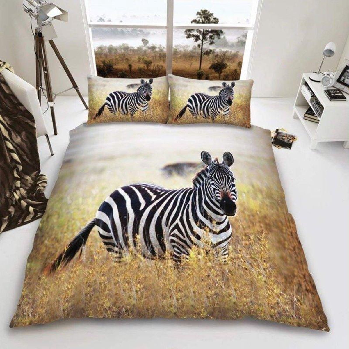 Zebra dekbedovertrek lits jumeaux - geschikt voor 240 x 220 cm. - Zebra's dekbed lits-jumeaux - 2 kussenslopen