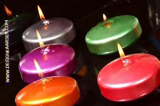 Set 5 ronde kaarsen in verschillende METALLIC kleuren