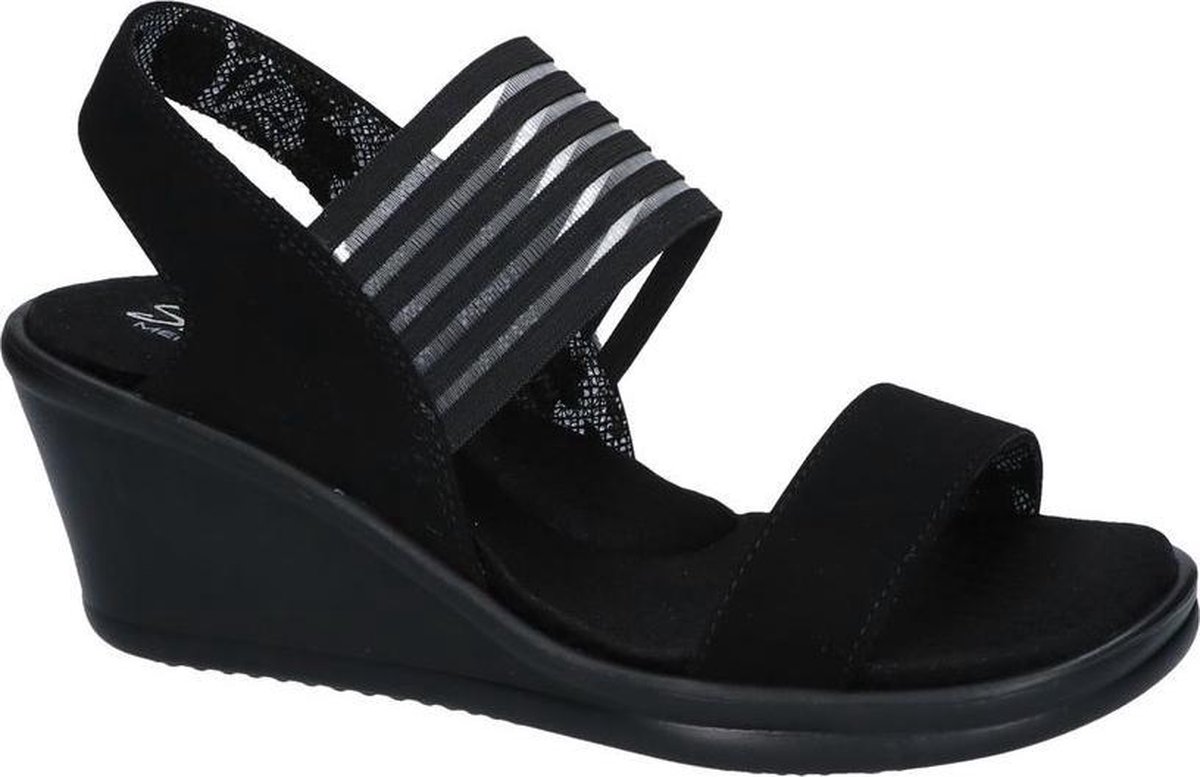 Skechers Rumblers Sci-Fi dames sleehak sandalen - Zwart - Maat 38 - Extra comfort - Memory Foam