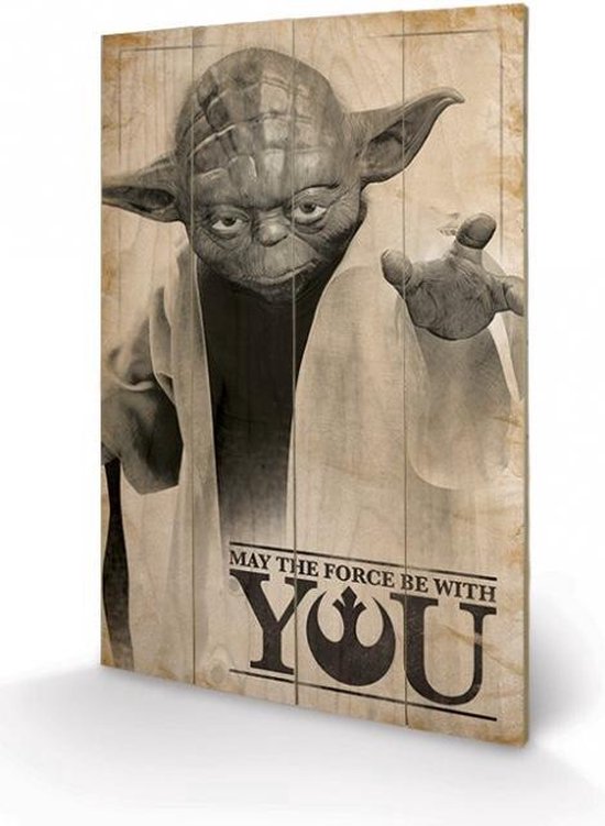 Star Wars Yoda May The Force Be With You Wood Print