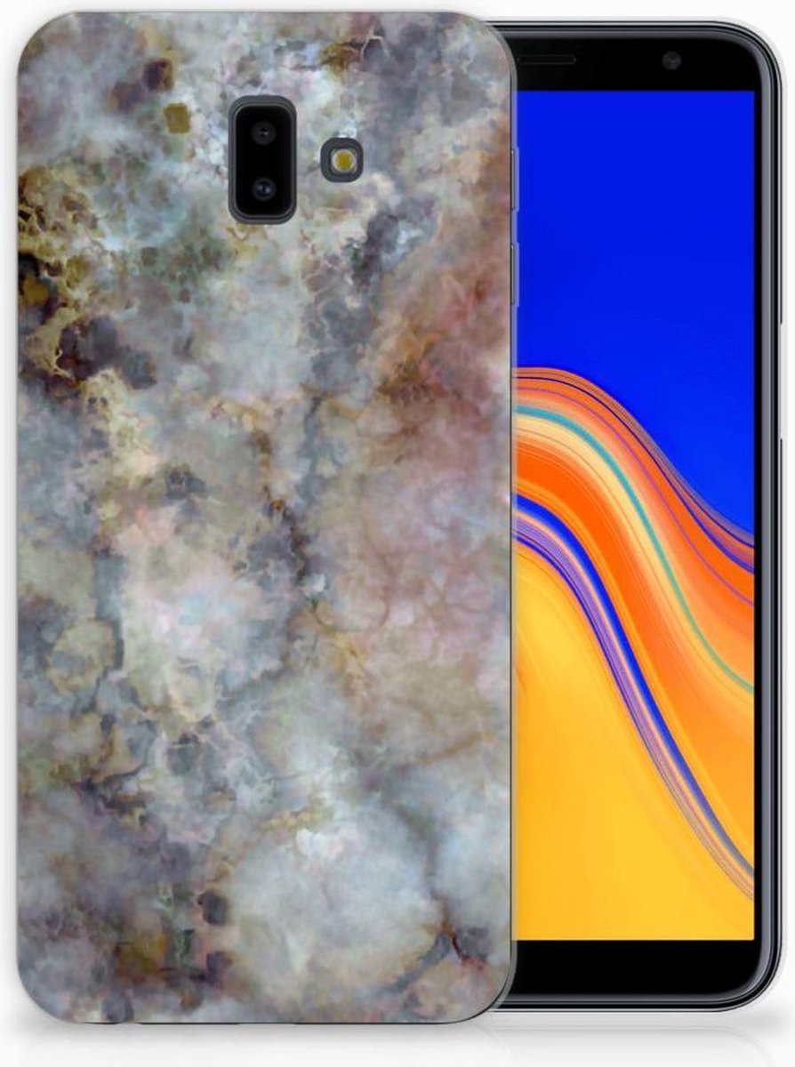 Samsung Galaxy J6 Plus (2018) TPU Siliconen Hoesje Marmer Grijs
