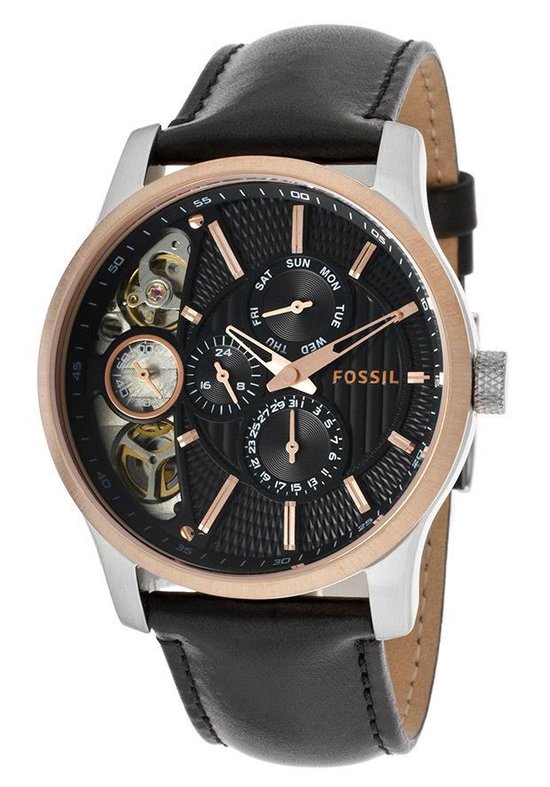Fossil ME1099 - Horloge - Leer - Zwart - 42 mm | bol.com