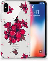 Geschikt voor iPhoneX | Xs TPU-siliconen Hoesje Design Blossom Red