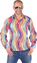 Foute Party 70s blouse Regenboog | Verkleedkleding heren maat L (54-56)