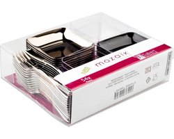 Sabert Appetizers Mix - Zilver / Zwart / Transparant - Kunststof - Set van 54 - Design Servies voor Amuse Tapas - Ideaal voor feest / bruiloften / verjaardagen / bedrijfsfeesten Sabert Zilver