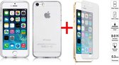 iCall - Apple iPhone 5 (S) (SE) - TPU Transparant Silicone Gel Case Skin + Tempered Glass Screenprotector 2,5D 9H (Gehard Glas)