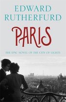Boekcover met de titel 'PARIS'. Twee mensen kijken uit over de stad Parijs met de Eiffeltoren in de verte.