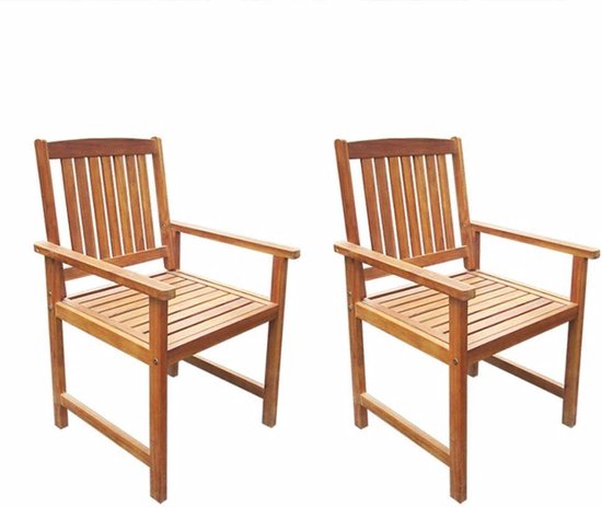 Tuinstoel Bruin Massief Acacia Hout 2 STUKS / Tuin stoelen / Buiten stoelen  / Balkon... | bol.com