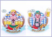 6x Tiroler decoratie man/vrouw met bierpullen 44x44 cm