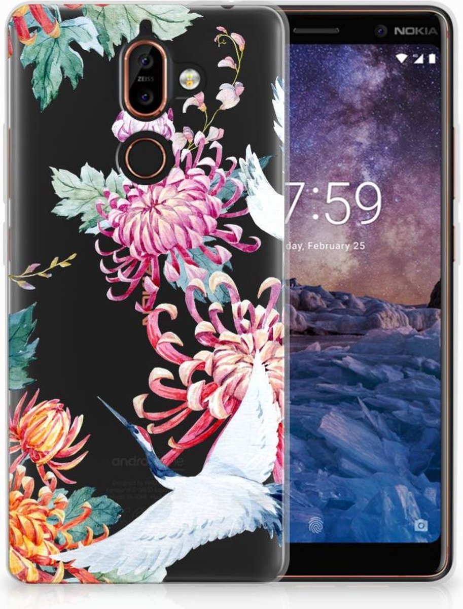 Nokia 7 Plus TPU Hoesje Bird Flowers