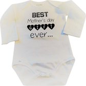 Rompertje baby met tekst moederdag liefste I love mama | best mother's day gift ever | mooiste cadeautje | Lange mouw | wit | maat 62/68 Eerste Moederdag cadeau bekendmaking zwangerschap aanstaande baby jongen meisje unisex