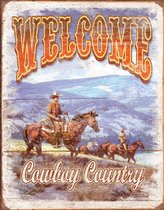 Signs-USA Welcome Cowboy Country - retro western wandbord - 40 x 30 cm