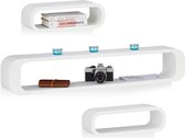 relaxdays wandplank langwerpig - set van 3 - wandboard - zwevend - belastbaar tot 10 kg wit