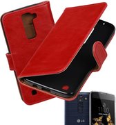 MP Case rood vintage lederlook bookcase voor LG K8 hoesje