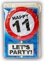 Happy Birthday kaart met button 11 jaar