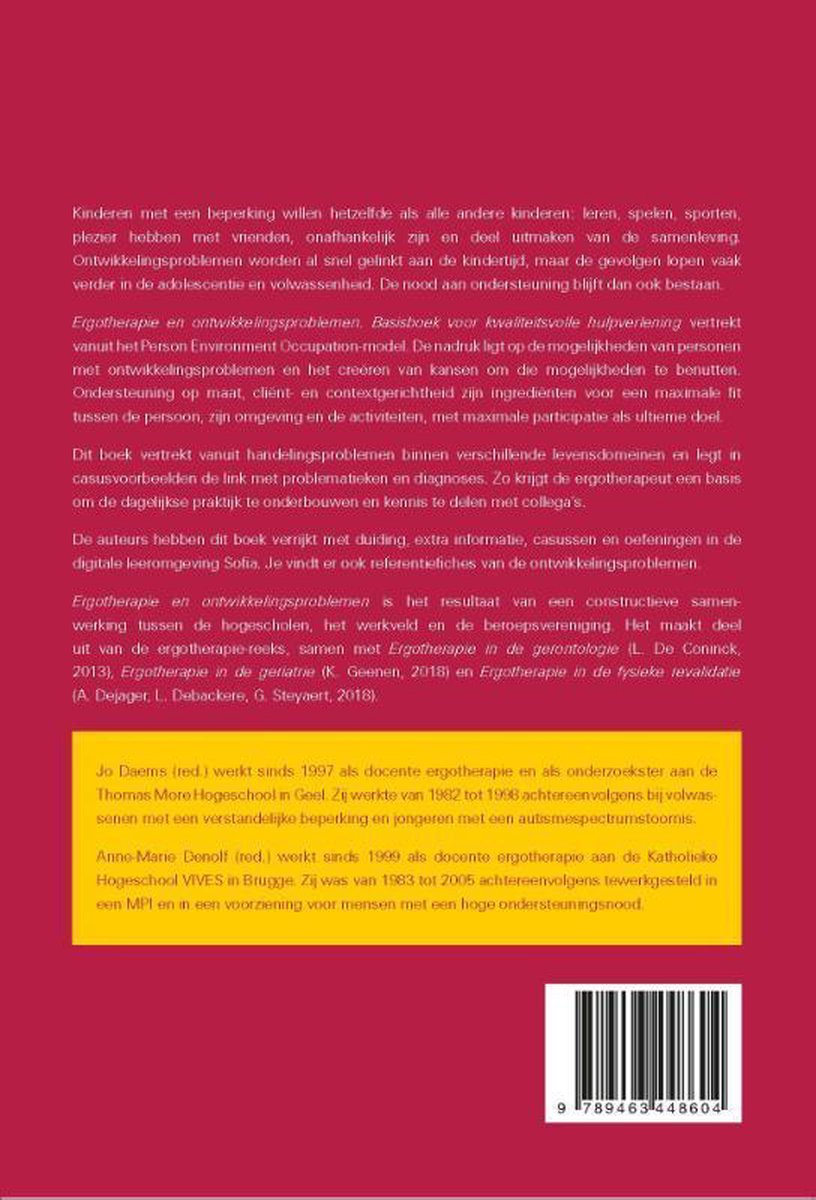 Ergotherapie en ontwikkelingsproblemen - back cover