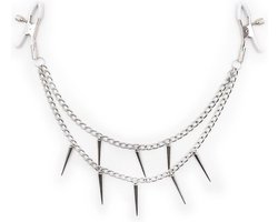 Pinch Tepelklemmen - Nippleclamps punk - Verstelbaar met Ketting - Wit