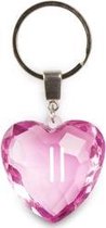 sleutelhanger - 11 jaar - diamant hartvormig roze