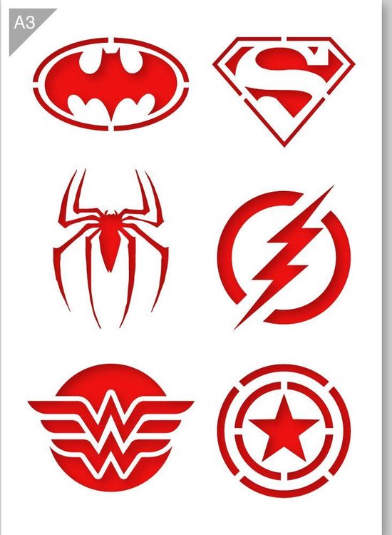 QBIX Superheroes Template A3 Size Plastic - Le logo Batman mesure 12 cm de  large | bol