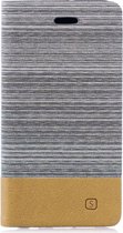 Shop4 - Huawei P30 Hoesje - Book Case Denim en Leer Licht Grijs