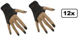 12x Paar Nethandschoen kort vingerloos zwart