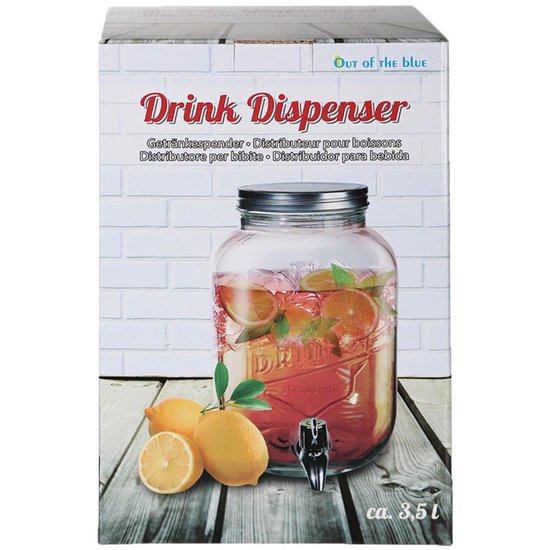 Glazen drankdispenser met tap kraan - Drink Dispener - 3,5 ltr.