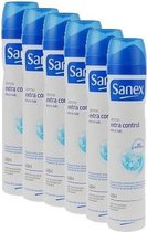 6x 150 ml Sanex deospray dermo | extra control | 48 uur bescherming