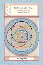 Boekomslag van 'The Treasury of Knowledge' met tekst en een blauwe, rode en gele cirkel met symbolen.