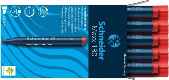 Marqueur Schneider Maxx 130 permanent, pointe ronde rouge lot de 10